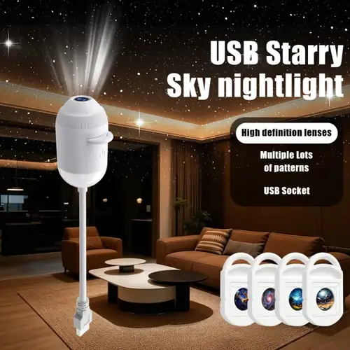 מנורת הקרנת כוכבים בחיבור USB